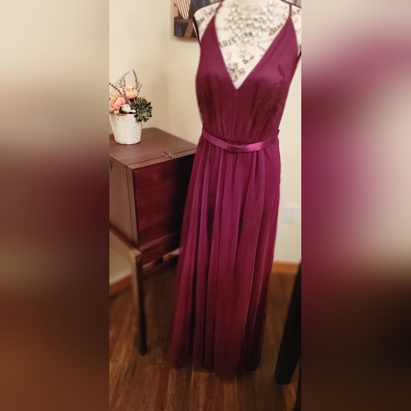GALINA SIGNATURE || Burgandy Wine Half Wrap Formal Gown - Women's Sz 14 - Picture 12 of 16